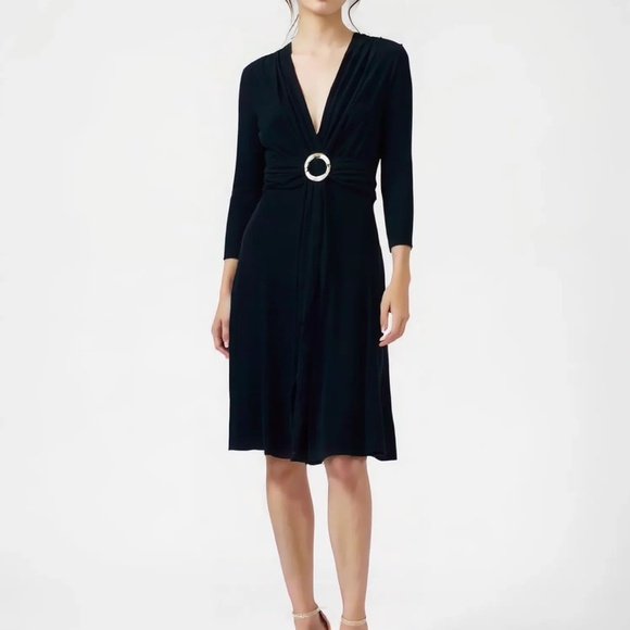 NWT JONES WEAR Long Sleeve Midi Dress Black Size 8 - Picture 1 of 5